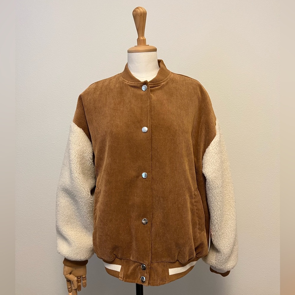 Contrast Sherpa sleeve Bomber Jacket